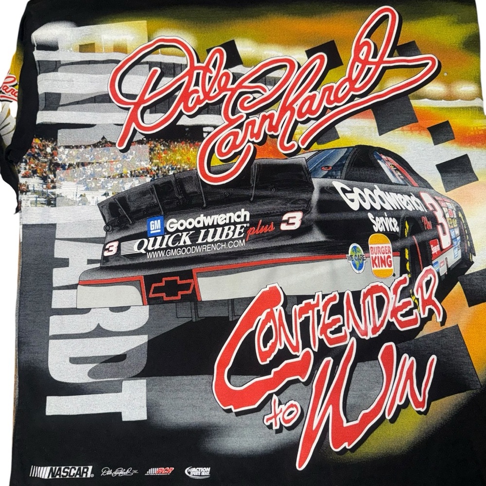 Dale Earnhardt Tough Competitor all over print tshirt Chase Authentics Large vtg - Picture 2 of 11